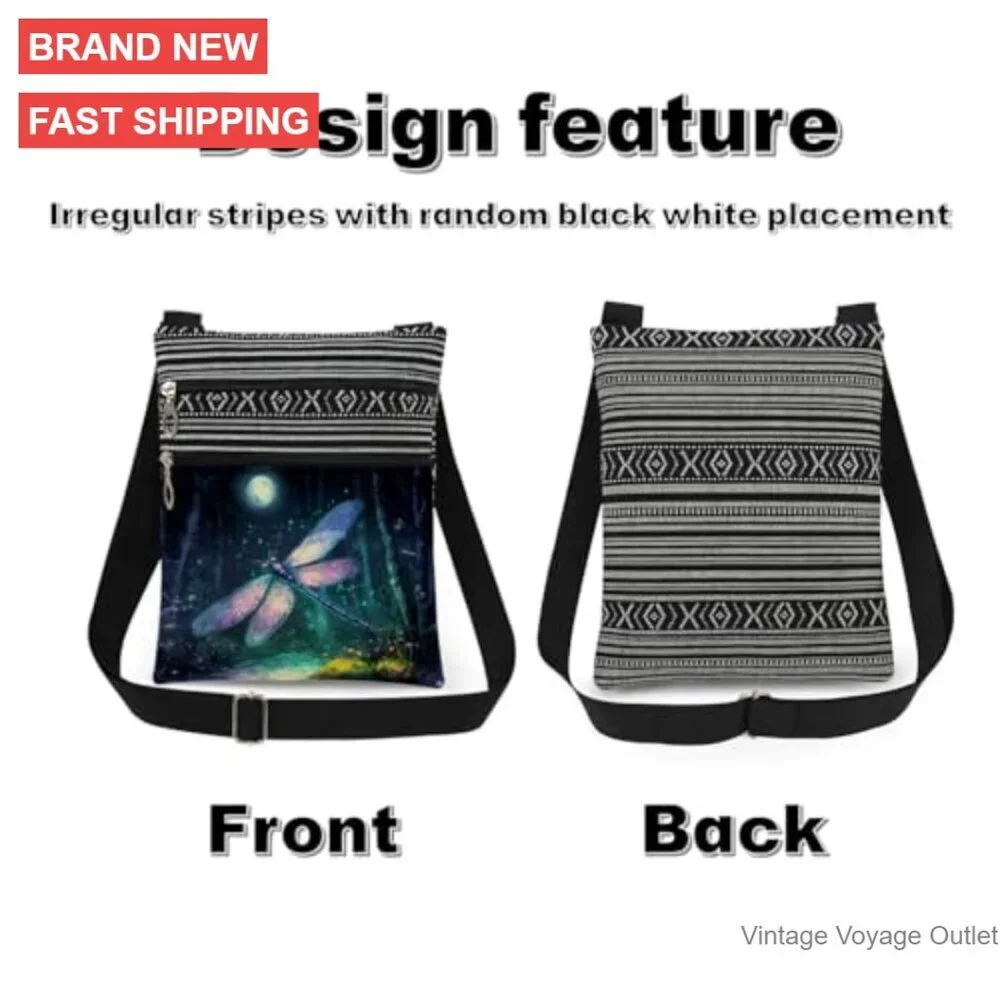 Adjustable Crossbody Bag with Dual Compartments, Lightweight Polyester